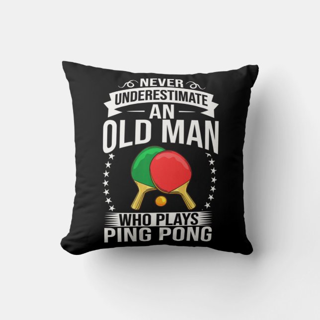 Mens Ping Pong Table Tennis Player Balls Paddle Ga Throw Pillow (Front)