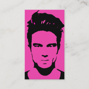 Mens pink black fashionable man business cards