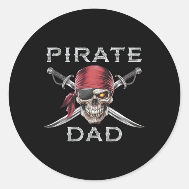 Mens Pirate Dad  Classic Round Sticker (Front)