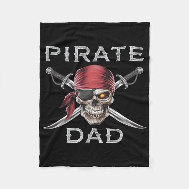 Mens Pirate Dad  Fleece Blanket (Front)