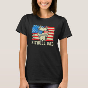 Mens Pitbull Dad American Pit Bull Dog Us Flag 4th T-Shirt