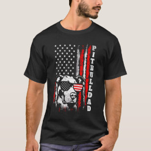 Mens Pitbull Dad  Pit Bull Dog 4th Of July America T-Shirt