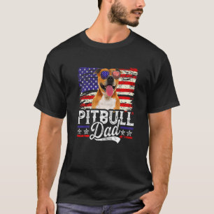 Mens Pitbull Dad Usa Flag Patriotic Father's Day T-Shirt