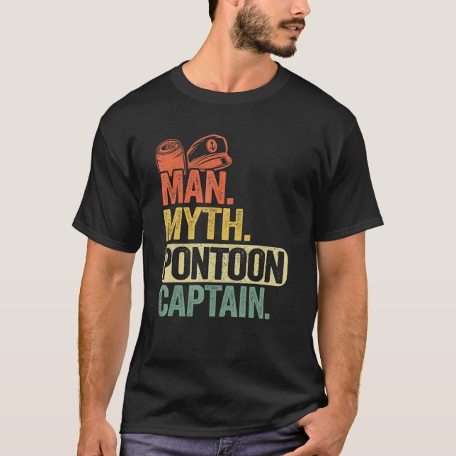 Mens Pontoon Boat Captain Dad Grandpa Man Myth Pon T-Shirt (Front)