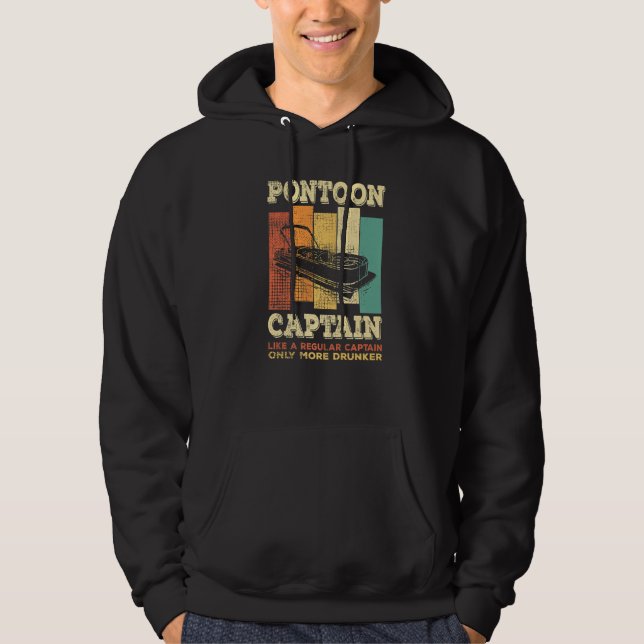 Mens PONTOON BOAT CAPTAIN  like a regular Captain  Hoodie (Front)
