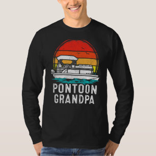Mens Pontoon Boat Vintage Sunset Pontoon Grandpa F T-Shirt