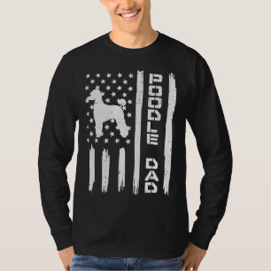 Mens Poodle Dad Us Flag Vintage Patriot Dog Lover  T-Shirt