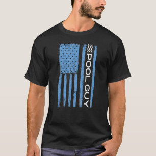 Mens Pool Guy Patriotic 4th of July Flag 6 T-Shirt