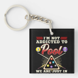 Mens Pool Player  8 Ball Billiards Shooting Pool Keychain
