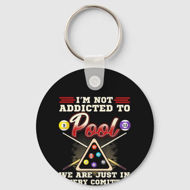 Mens Pool Player  8 Ball Billiards Shooting Pool Keychain (Front)