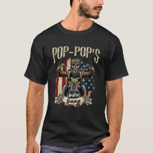 Mens Pop Pop Biker Gang Flag Pop Pop Rides Bike T-Shirt