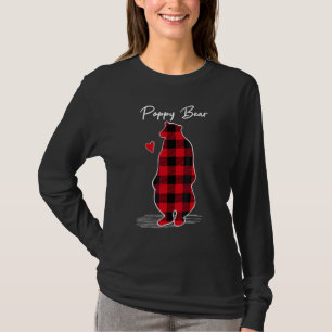 Mens Poppy Bear Christmas Pajama Red Plaid Grandpa T-Shirt