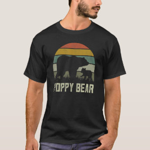 Mens Poppy Bear Cub Kid Fathers Day Grandpa T-Shirt