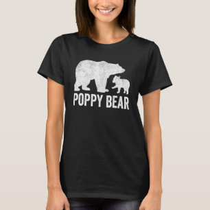 Mens Poppy Bear Fathers Day Grandad Funny Cub Kid T-Shirt