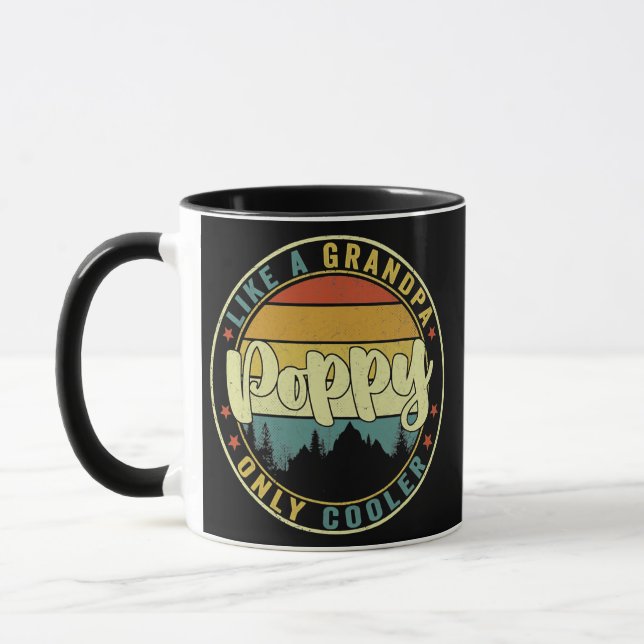 Mens Poppy Like A Grandpa Only Cooler Funny Dad Mug (Left)