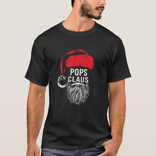 Mens Pops Beard Christmas Santa Red Hat Xmas - Cut T-Shirt (Front)