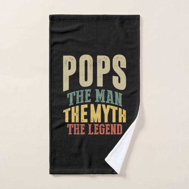 Mens Pops The Man Myth Legend Father Gift Hand Towel (Hand Towel)
