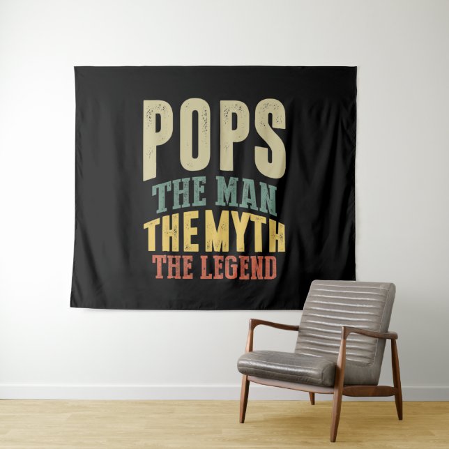 Mens Pops The Man Myth Legend Father Gift Tapestry (In Situ (Horizontal))
