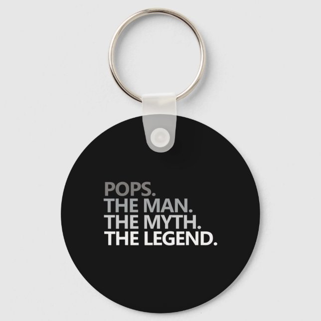 Mens POPS THE MAN THE MYTH THE LEGEND Father's Day Keychain (Front)