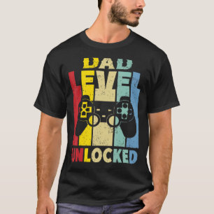 Mens Pregnancy Announcement Dad Level Unlocked Soo T-Shirt