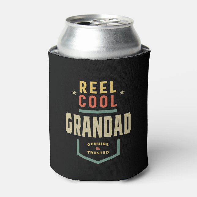 Mens Product Reel Cool Grandad Fishing Gift Can Cooler (Can Front)