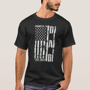 Mens Promoted To Dad Est 2022 Vintage American Fla T-Shirt