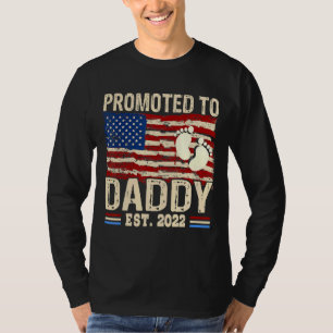 Mens Promoted To Daddy 2022 American Flag New Dad T-Shirt