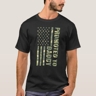 Mens Promoted To Daddy American Flag Camo Fathers  T-Shirt