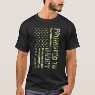 Mens Promoted To Daddy American Flag Camo Fathers T-Shirt