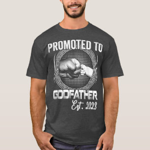 Mens Promoted to Godfather Est 2023 Funny Pregnanc T-Shirt