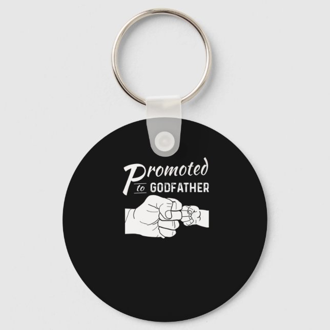 Mens Promoted To Godfather Uncle Fathers Day Gift Keychain (Front)