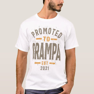 Mens Promoted To Grampa Est 2021   Dad and Grandpa T-Shirt