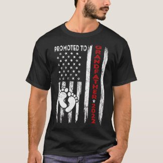 Mens Promoted To Grandfather 2022 American Flag Fa T-Shirt