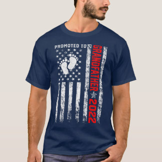 Mens Promoted To Grandfather 2022 Retro American F T-Shirt