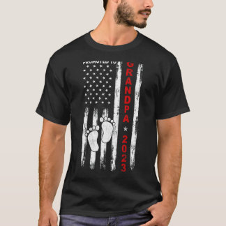 Mens Promoted To Grandpa 2023 Us Flag New Grandpa  T-Shirt