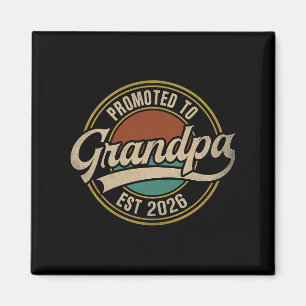 Mens Promoted To Grandpa 2026 New Grandfather Baby Magnet
