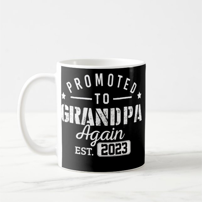 Mens Promoted To Grandpa Again 2023 Soon To Be Coffee Mug (Left)