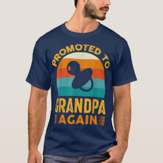 Mens Promoted to Grandpa Again Dad Pregnancy Annou T-Shirt