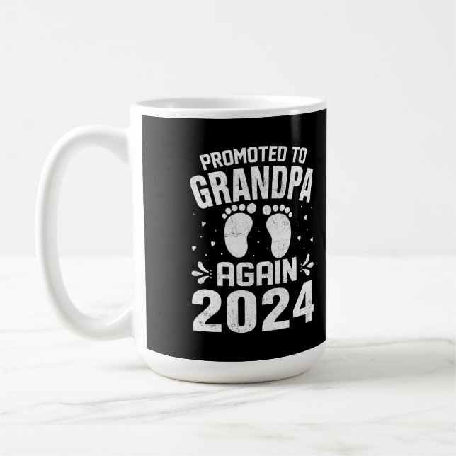 Men's Promoted To Grandpa Again Est 2024 Coffee Mug (Left)