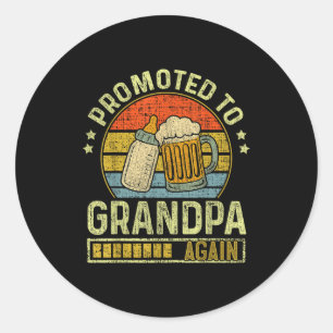 Mens Promoted To Grandpa Again Pregnancy Expecting Classic Round Sticker