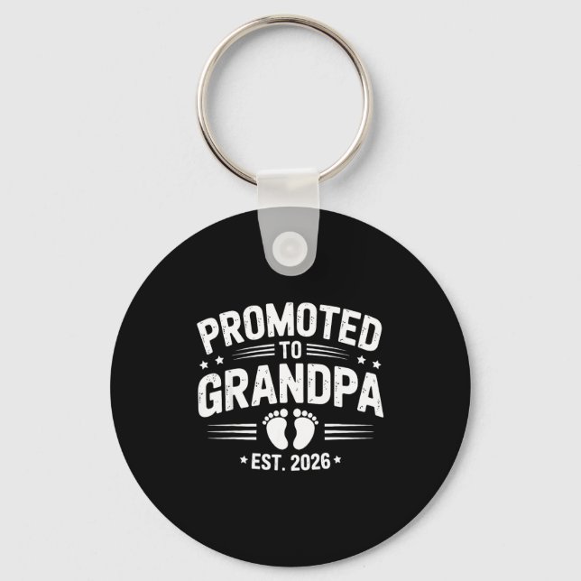 Mens Promoted To Grandpa Est 2026 New Grandpa Preg Keychain (Front)