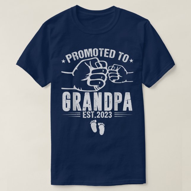 Mens Promoted to Grandpa Retro New Grandpa grandfa T-Shirt (Design Front)