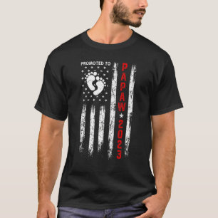 Mens Promoted To Papaw 2023 Usa Flag Father's Day T-Shirt
