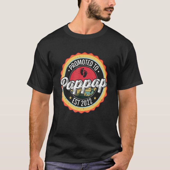 Mens Promoted To Pappap Est 2022 Retro New Pappap  T-Shirt (Front)