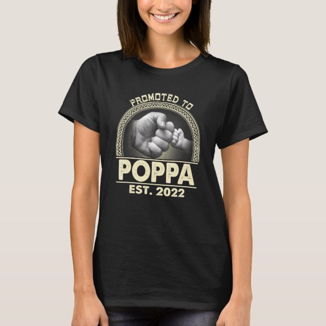 Mens Promoted To Poppa 2022  New Dad First Time Da T-Shirt (Front)