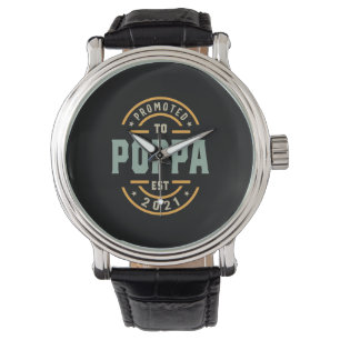Mens Promoted To Poppa Est. 2021 - Dad Grandpa Gif Watch