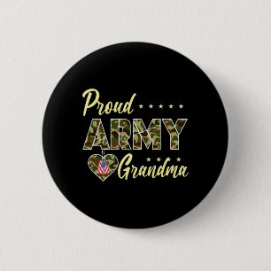 Mens Proud Army Grandma Camouflage Soldier Family 2 Inch Round Button