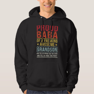 Mens Proud Baba Of A Grandson Baba Grandson Hoodie