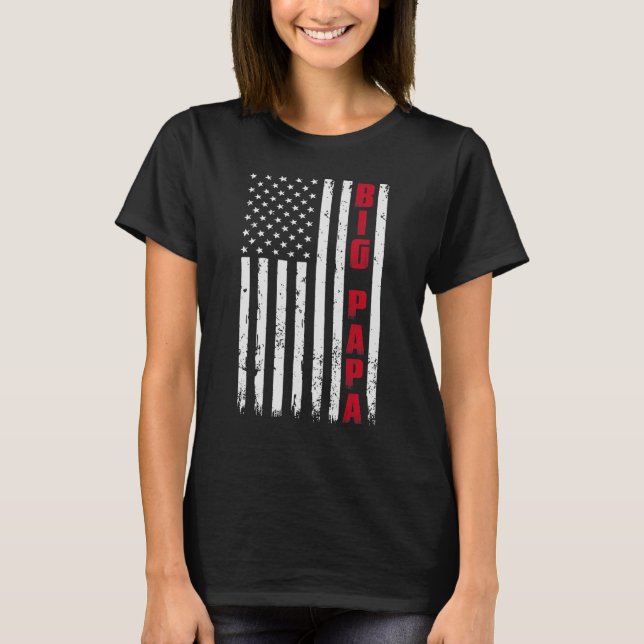 Mens Proud Big Papa  Fathers Day 2023 American Pap T-Shirt (Front)