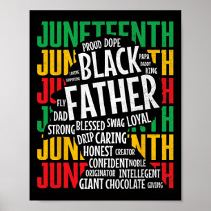 Mens Proud Black Dad Juneteenth Fathers Day Black Poster